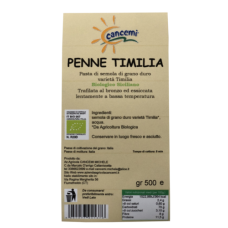 Penne di grano antico Timilia  gr 500 trafilata al bronzo ed essiccata lentamente a bassa temperatura